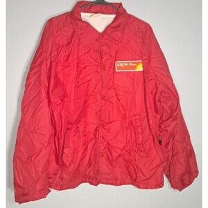 Vintage 80s Exxon Mechanic Jacket Red XL Auburn Sportswear USA Shop Windbreaker